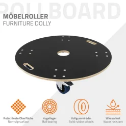 Rollbrett Möbelroller rund Ø 77 cm aus Multiplex mit Feststellbremsen Tragkraft 800 kg-ECD Germany Hot