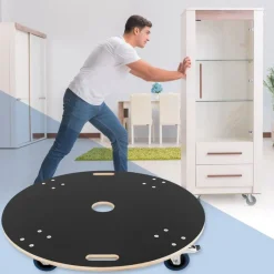 Rollbrett Möbelroller rund Ø 87 cm aus Multiplex mit Feststellbremsen Tragkraft 800 kg-ECD Germany Clearance