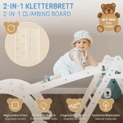 Rutsche für Kletterdreieck mit 7 Griffen zum Einhängen 94x32x7 cm Weiß aus Holz Joyz-ECD Germany Hot