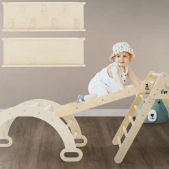 Rutsche für Kletterdreieck mit 7 Griffen zum Einhängen 94x32x7 cm Natur aus Holz Joyz-ECD Germany New