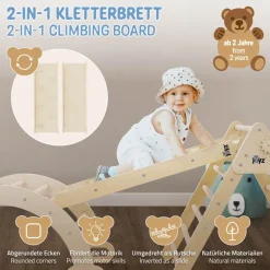 Rutsche für Kletterdreieck mit 7 Griffen zum Einhängen 94x32x7 cm Natur aus Holz Joyz-ECD Germany New