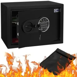 Safe Tresor 16L aus Stahl mit Elektronikschloss, Notschlüsseln und feuerfester Tasche-ECD Germany