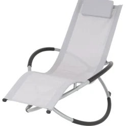 Schaukelliege mit Kopfstütze 155x45x125 cm Hellgrau aus Polyester mit Stahlrahmen-ECD Germany