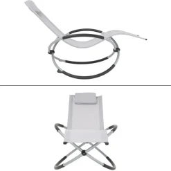 Schaukelliege mit Kopfstütze 155x45x125 cm Hellgrau aus Polyester mit Stahlrahmen-ECD Germany