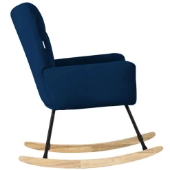 Schaukelstuhl mit Armlehnen in Frottee Dunkelblau bis 120 kg Naturholz Schaukelsessel Relaxstuhl-ECD Germany Hot