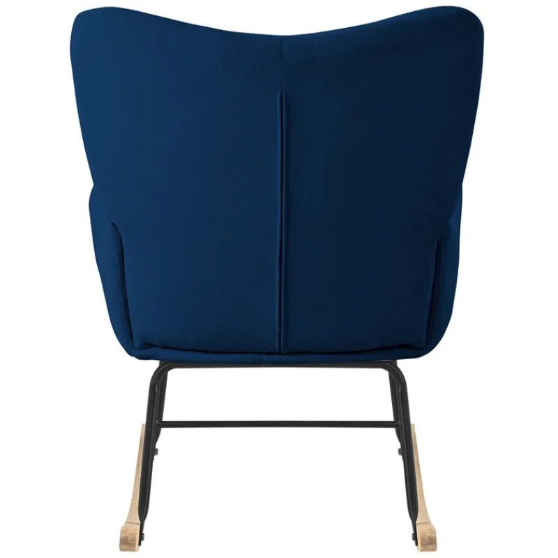 Schaukelstuhl mit Armlehnen in Frottee Dunkelblau bis 120 kg Naturholz Schaukelsessel Relaxstuhl-ECD Germany Hot