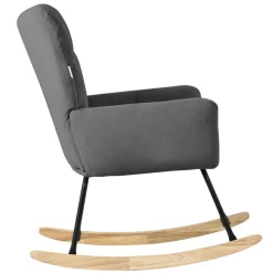 Schaukelstuhl mit Armlehnen in Frottee Dunkelgrau bis 120 kg Naturholz Schaukelsessel Relaxstuhl-ECD Germany