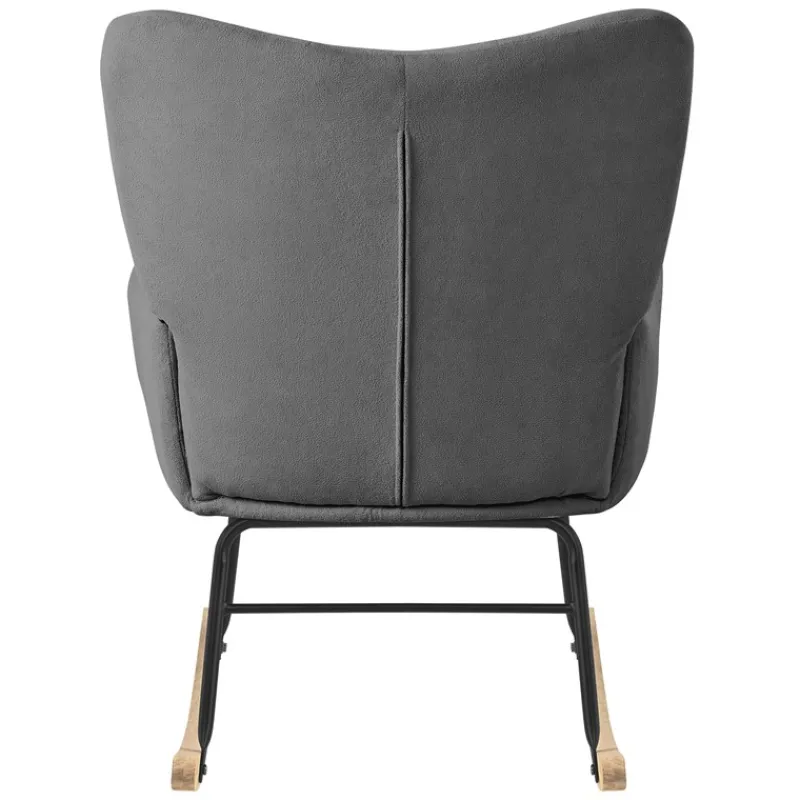 Schaukelstuhl mit Armlehnen in Frottee Dunkelgrau bis 120 kg Naturholz Schaukelsessel Relaxstuhl-ECD Germany