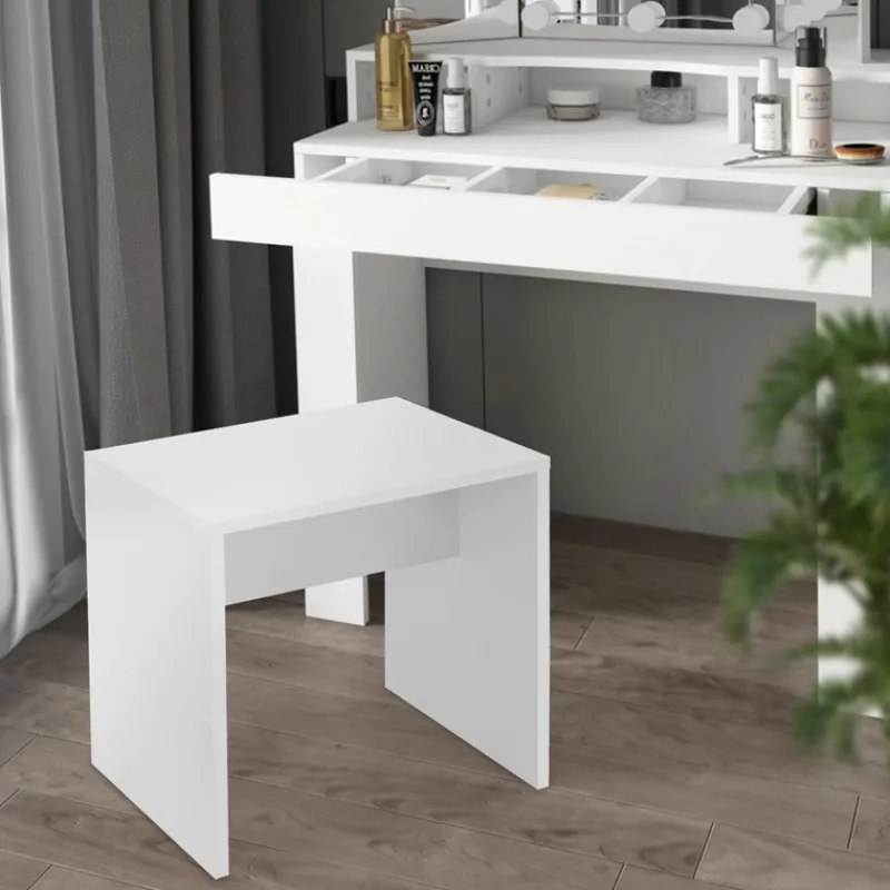 Schminktisch Frisiertisch 100x40x140 cm in Weiß mit Spiegel 3-tlg, 2 Schubladen & Hocker ML-Design-ECD Germany Hot