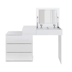 Schminktisch Frisiertisch 117,5x78x45 cm in Weiß mit Klappspiegel & 4 Schubladen ML-Design-ECD Germany