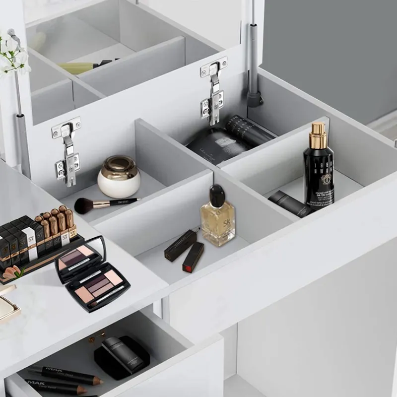 Schminktisch Frisiertisch 117,5x78x45 cm in Weiß mit Klappspiegel & 4 Schubladen ML-Design-ECD Germany