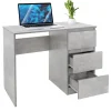 Schreibtisch mit drei Schubladen 90x76x50 cm Grau aus Holz ML-Design-ECD Germany Discount