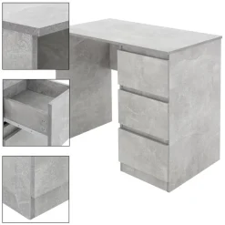 Schreibtisch mit drei Schubladen 90x76x50 cm Grau aus Holz ML-Design-ECD Germany Discount