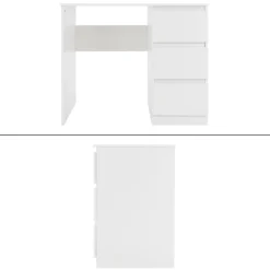 Schreibtisch mit drei Schubladen 90x76x50 cm Weiß aus Holz ML-Design-ECD Germany Hot
