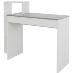 Schreibtisch mit Regal 110x72x40 cm Weiß/Beton-Optik aus Holz ML-Design-ECD Germany