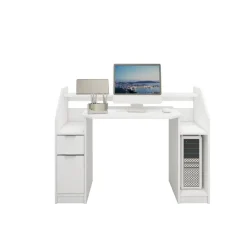 Schreibtisch mit Schublade 123x90 cm Weiß aus MDF ML-Design-ECD Germany Best