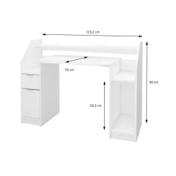 Schreibtisch mit Schublade 123x90 cm Weiß aus MDF ML-Design-ECD Germany Best