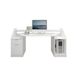 Schreibtisch mit Schublade 180x90 cm Weiß aus MDF ML-Design-ECD Germany New