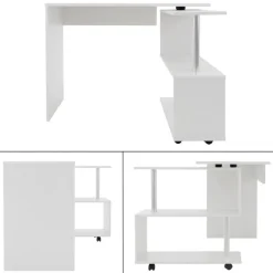 Schreibtisch mit vier Rädern 150x88x75 cm Weiß aus MDF ML-Design-ECD Germany Clearance