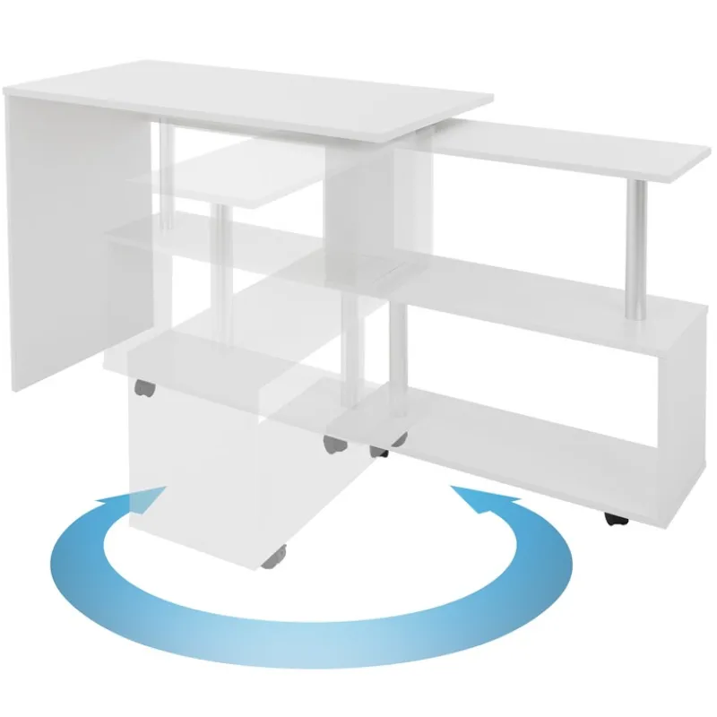 Schreibtisch mit vier Rädern 150x88x75 cm Weiß aus MDF ML-Design-ECD Germany Clearance