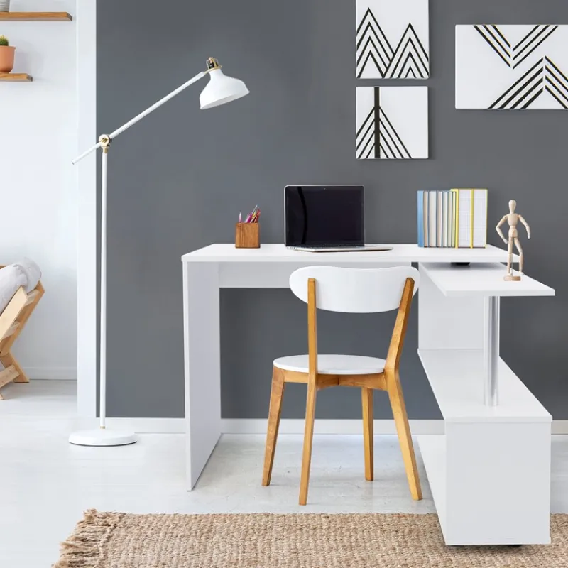 Schreibtisch mit vier Rädern 150x88x75 cm Weiß aus MDF ML-Design-ECD Germany Clearance