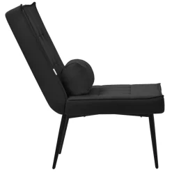 Sessel Mid Century aus Kunstleder Modern Schwarz Polstersessel mit Lendenkissen Relaxsessel ML-Design-ECD Germany Outlet