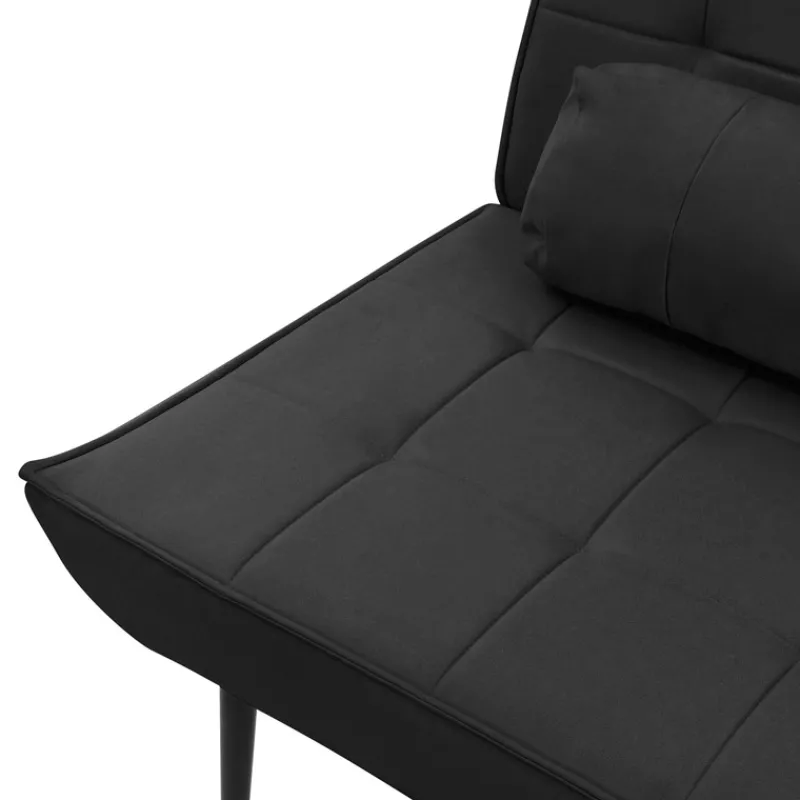 Sessel Mid Century aus Kunstleder Modern Schwarz Polstersessel mit Lendenkissen Relaxsessel ML-Design-ECD Germany Outlet