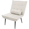Sessel Mid Century aus Kunstleder Modern Creme Polstersessel mit Lendenkissen Relaxsessel ML-Design-ECD Germany Best