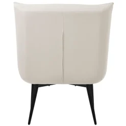 Sessel Mid Century aus Kunstleder Modern Creme Polstersessel mit Lendenkissen Relaxsessel ML-Design-ECD Germany Best