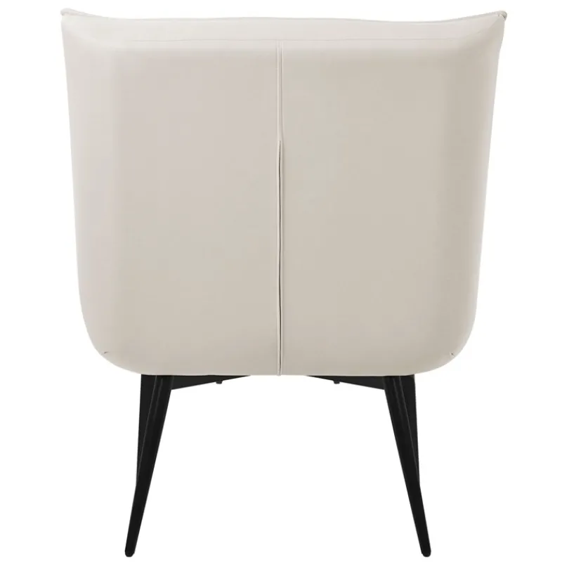 Sessel Mid Century aus Kunstleder Modern Creme Polstersessel mit Lendenkissen Relaxsessel ML-Design-ECD Germany Best