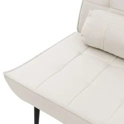 Sessel Mid Century aus Kunstleder Modern Creme Polstersessel mit Lendenkissen Relaxsessel ML-Design-ECD Germany Best