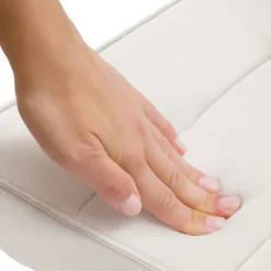 Sessel Mid Century aus Kunstleder Modern Creme Polstersessel mit Lendenkissen Relaxsessel ML-Design-ECD Germany Best