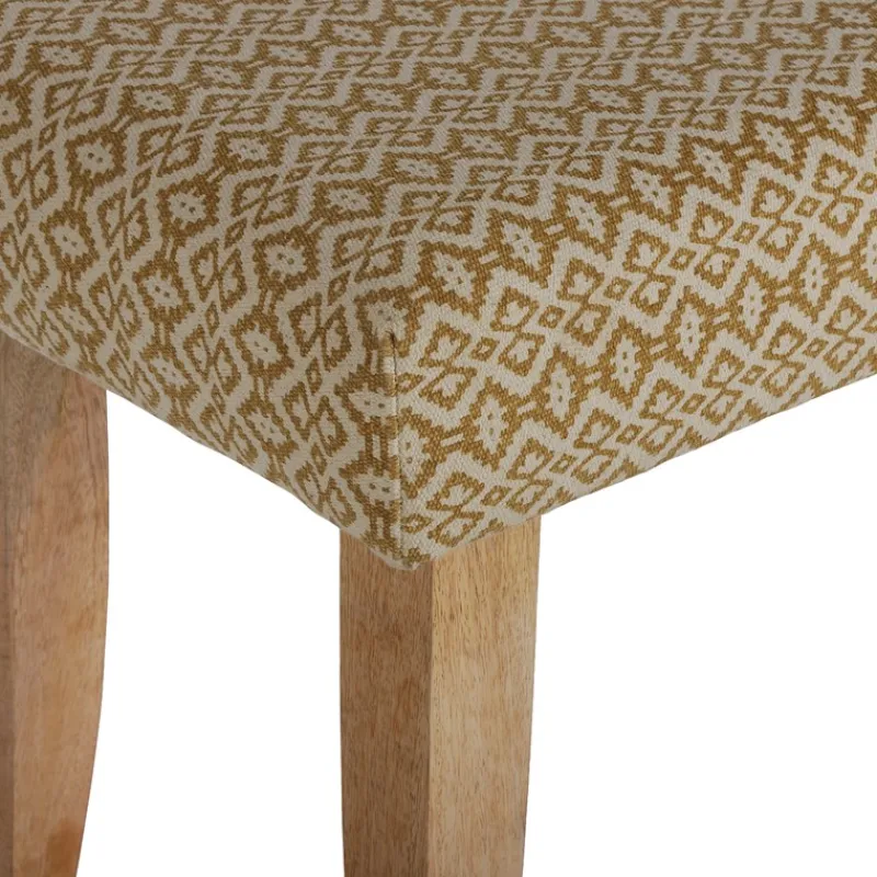 Sitzbank 120x48x40 cm Weiß/Gold Stoffbezug mit Holzbeine WOMO-Design-ECD Germany