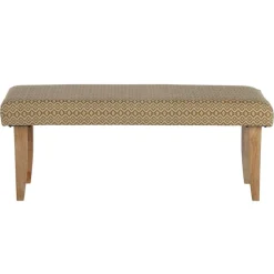 Sitzbank 120x48x40 cm Weiß/Gold Stoffbezug mit Holzbeine WOMO-Design-ECD Germany