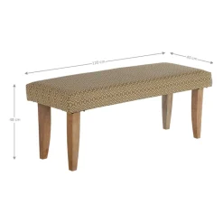 Sitzbank 120x48x40 cm Weiß/Gold Stoffbezug mit Holzbeine WOMO-Design-ECD Germany