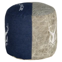 Sitzhocker rund Ø 35x43 cm Blau aus Segeltuch/Jeans mit Baumwolle Füllung  WOMO-Design-ECD Germany Hot
