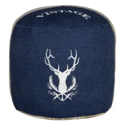 Sitzhocker rund Ø 35x43 cm Blau aus Segeltuch/Jeans mit Baumwolle Füllung  WOMO-Design-ECD Germany Hot