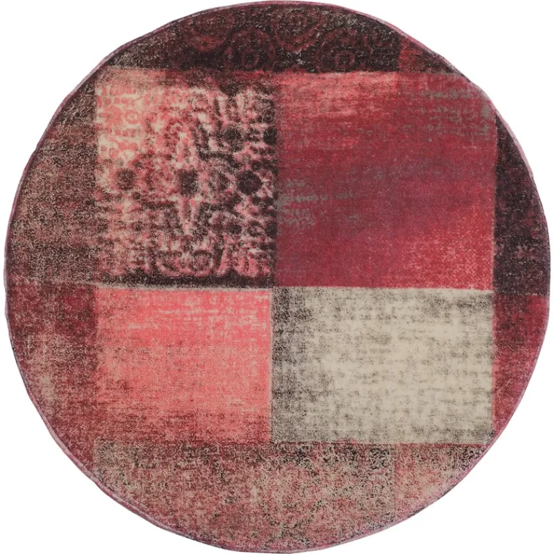 Sitzhocker 38x36 cm Rot aus Stoffbezug mit Holzbeine WOMO-Design-ECD Germany Clearance