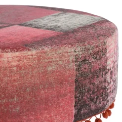 Sitzhocker 38x36 cm Rot aus Stoffbezug mit Holzbeine WOMO-Design-ECD Germany Clearance