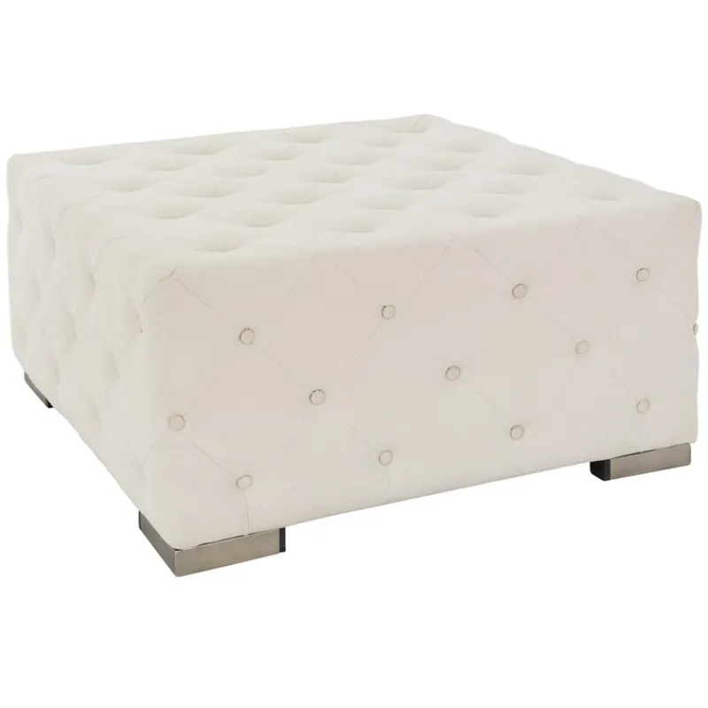 Sitzhocker XXL 90x45x90 cm Creme aus Leinen mit Metallfüße WOMO-Design-ECD Germany Sale