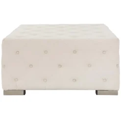 Sitzhocker XXL 90x45x90 cm Creme aus Leinen mit Metallfüße WOMO-Design-ECD Germany Sale