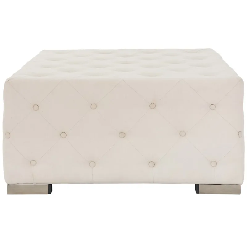 Sitzhocker XXL 90x45x90 cm Creme aus Leinen mit Metallfüße WOMO-Design-ECD Germany Sale