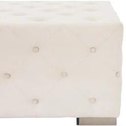 Sitzhocker XXL 90x45x90 cm Creme aus Leinen mit Metallfüße WOMO-Design-ECD Germany Sale
