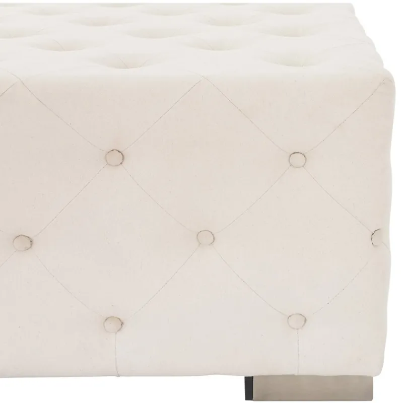 Sitzhocker XXL 90x45x90 cm Creme aus Leinen mit Metallfüße WOMO-Design-ECD Germany Sale