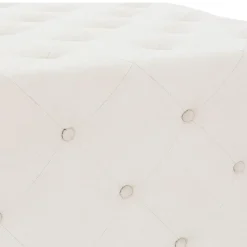 Sitzhocker XXL 90x45x90 cm Creme aus Leinen mit Metallfüße WOMO-Design-ECD Germany Sale