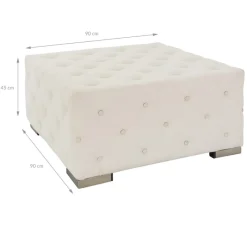 Sitzhocker XXL 90x45x90 cm Creme aus Leinen mit Metallfüße WOMO-Design-ECD Germany Sale