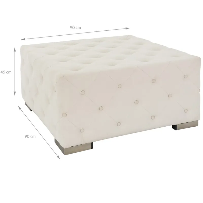 Sitzhocker XXL 90x45x90 cm Creme aus Leinen mit Metallfüße WOMO-Design-ECD Germany Sale