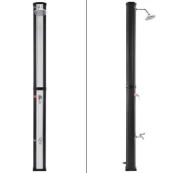 Solardusche 35L mit Fußdusche und Regenduschkopf Silber/Schwarz aus PVC verchromt-ECD Germany New