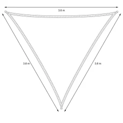 Sonnensegel dreieck 3,6x3,6x3,6 m Anthrazit 100% HDPE mit UV Schutz inkl. Befestigungsseile-ECD Germany Best