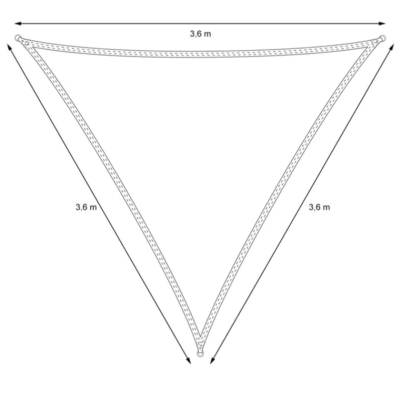 Sonnensegel dreieck 3,6x3,6x3,6 m Anthrazit 100% HDPE mit UV Schutz inkl. Befestigungsseile-ECD Germany Best